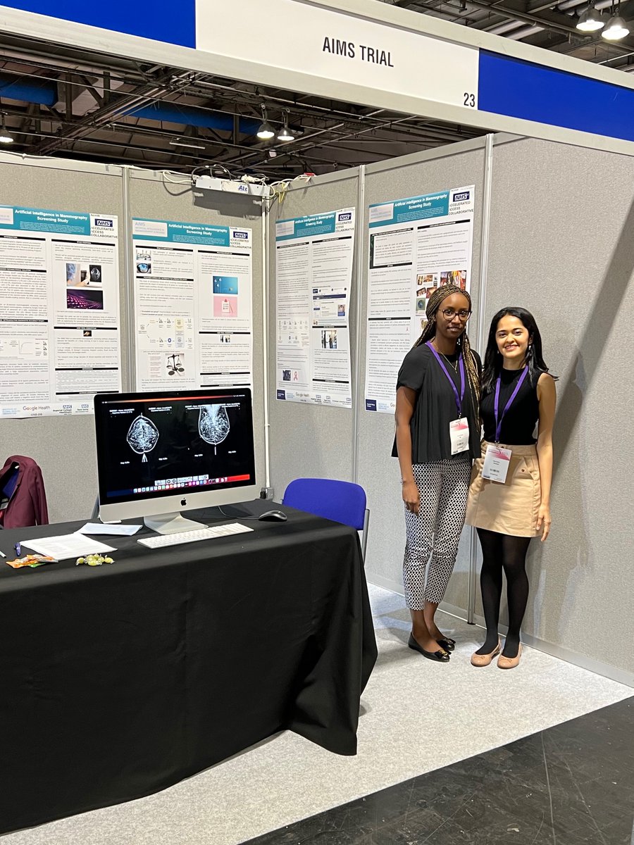 It is our final day exhibiting at #SympMamm2023! Pop by @ stand 23 to learn about the AIMS Study and to experience a simulated reading session 🙌🙌 

AIMS is a collaboration between <a href="/Imperial_IGHI/">Institute of Global Health Innovation</a> <a href="/imperialcollege/">Imperial College London</a> @StGeorgesTrust <a href="/RoyalSurrey/">Royal Surrey</a> Optimam <a href="/GoogleHealth/">Google Health</a> <a href="/ImperialNHS/">Imperial NHS 💙</a>🎉
