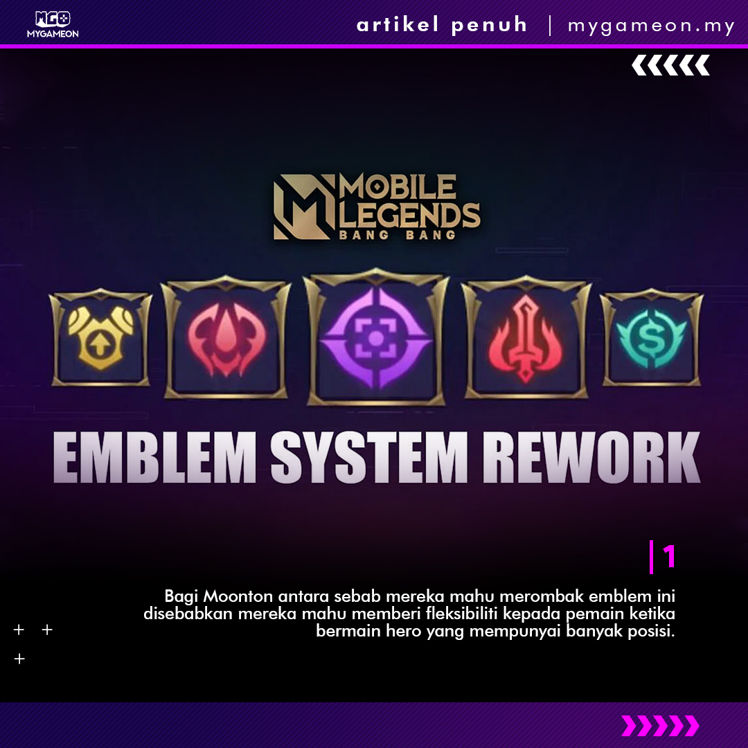 mygameondotmy's tweet photo. Seperti yang diketahui ramai, sistem emblem di Mobile Legends: Bang Bang (MLBB) akan dirombak secara besar-besaran pada 27 Jun ini.

Moonton menganggap bahawa sistem emblem yang lama tidak memberikan fleksibiliti yang cukup untuk semua pemain.

#Emblem #MLBB #Moonton #MyGameOn https://t.co/wZVkk3Zbgj