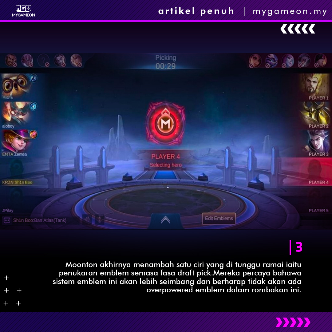 mygameondotmy's tweet photo. Seperti yang diketahui ramai, sistem emblem di Mobile Legends: Bang Bang (MLBB) akan dirombak secara besar-besaran pada 27 Jun ini.

Moonton menganggap bahawa sistem emblem yang lama tidak memberikan fleksibiliti yang cukup untuk semua pemain.

#Emblem #MLBB #Moonton #MyGameOn https://t.co/wZVkk3Zbgj