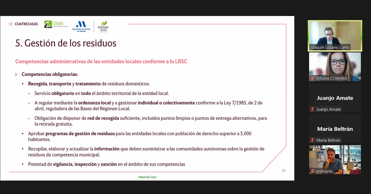 🗨️ <a href="/JLozanoLiano/">Joaquin Lozano Liaño</a> nos habla de las competencias administrativas de la entidades locales conforme a la Ley. Si quieres conocer más sobre la #economiacircular conéctate al taller.

#SomosCOAMBA