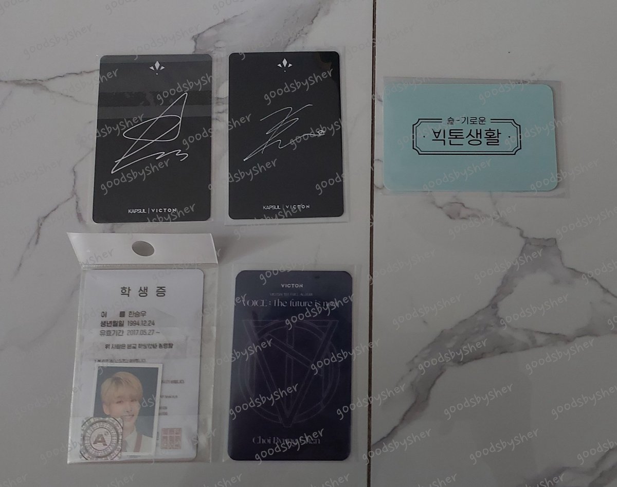 goodsbysher's tweet photo. help rt / wts 

victon photocard pc

details: 
- seungwoo subin kapsul
- hanse 슬기로운 빅톤 생활 wise summer vacation event card
- seungwoo student id victon class
- byungchan mmt winner tfin

feel free to host GO

📍ready jkt, ina / ship ww 
💖 accept shopee / paypal / bank trf https://t.co/XAzKXB28Qq