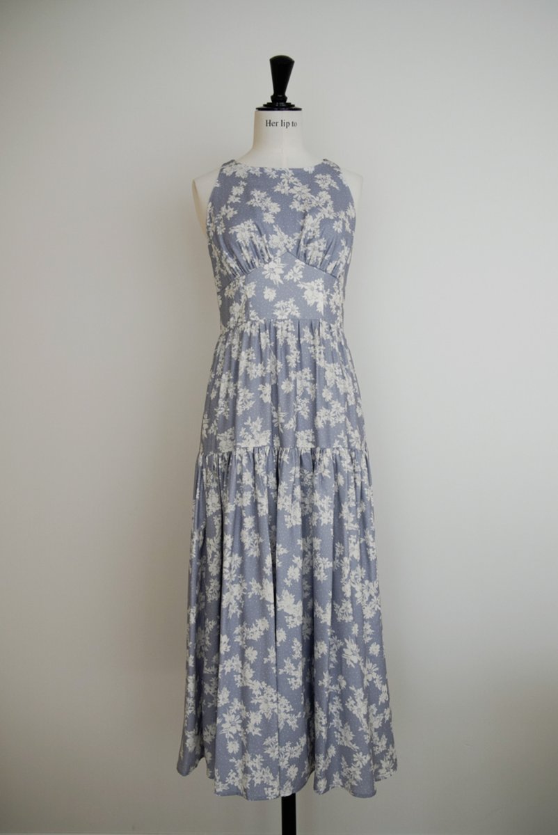 herlipto Lausanne Floral Dress sky - ワンピース