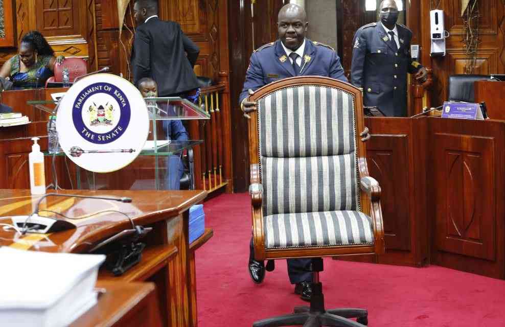 Governor James Orengo and DG Oduol Scam
The wooden chair, stuffed with grey and white stripes Costing KSh1.12 million is at the center of the ongoing impeachment trial.
Now I believe this guy Oduol is corrupt.
JKIA PAYE KEMSA KPLC EACC Raila Sifuna Uhuru Park Azziad Maandamano.
