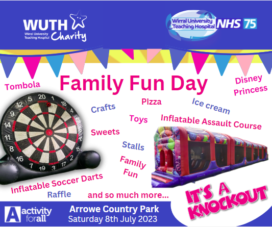 WUTH CHARITY (@wuthcharity) on Twitter photo Family Fun Day 💙⭐🍪🍫🍿🍩🍪☕🥤⚽️🤸♀️🚴♀️ ,
Saturday 8th July. 10am - 4pm
We hope to see you at Arrowe Country Park on Saturday 8th July free to attend and all welcome!
Contact WUTH.Charity@nhs.net to find out more Family Fun Day 💙⭐🍪🍫🍿🍩🍪☕🥤⚽️🤸♀️🚴♀️ ,
Saturday 8th July. 10am - 4pm
We hope to see you at Arrowe Country Park on Saturday 8th July free to attend and all welcome!
Contact WUTH.Charity@nhs.net to find out more