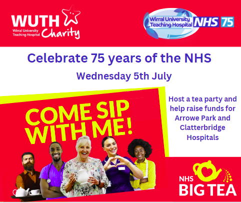 WUTH CHARITY (@wuthcharity) on Twitter photo Will you help celebrate 75 years of the NHS support WUTH Charity on 5th July?
We are asking you to host your own tea party, & raise donations for your chosen Fund within the charity.
Contact WUTH.Charity@nhs.net to find out more and receive your free fundraising pack ❤💛 Will you help celebrate 75 years of the NHS support WUTH Charity on 5th July?
We are asking you to host your own tea party, & raise donations for your chosen Fund within the charity.
Contact WUTH.Charity@nhs.net to find out more and receive your free fundraising pack ❤💛