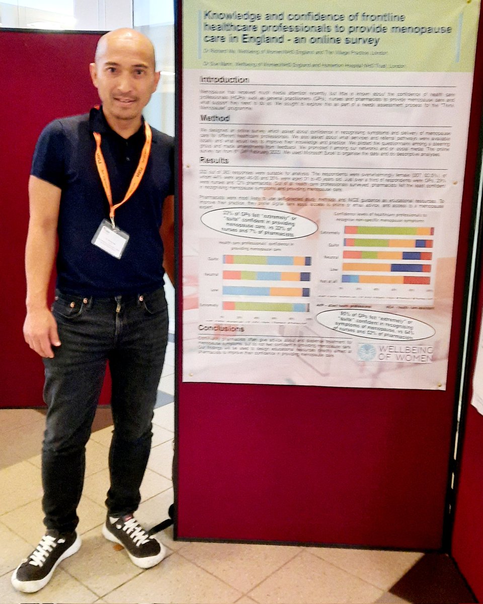Richard_GP's tweet image. I'm at @FSRH_UK conference in Glasgow today. Here's my poster reporting the findings from my work as a Clinical Fellow in Menopause funded by @WellbeingofWmen
We surveyed over 300 healthcare professionals about their confidence in delivering menopause care. 
#FSRH_ASM #FSRHASM
