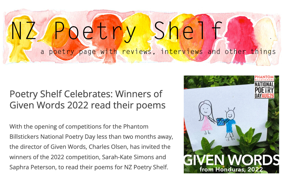 Given Words (@givenwords) on Twitter photo Listen to the 2022 Given Words winners read their poems on NZ Poetry Shelf: nzpoetryshelf.com/2023/06/23/poe…
<a href="/NZPoetryDay/">NZPoetryDay</a> <a href="/masseyunipress/">Massey Uni Press</a> <a href="/TheCubaPress/">The Cuba Press</a> Listen to the 2022 Given Words winners read their poems on NZ Poetry Shelf: nzpoetryshelf.com/2023/06/23/poe…
<a href="/NZPoetryDay/">NZPoetryDay</a> <a href="/masseyunipress/">Massey Uni Press</a> <a href="/TheCubaPress/">The Cuba Press</a>