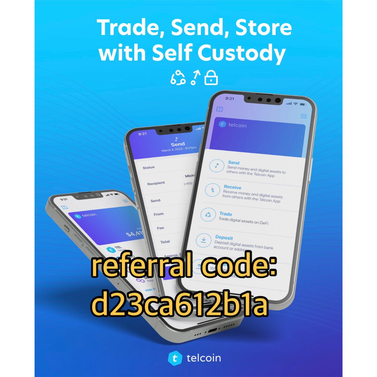 Thank you #Telfam and #refer friends for using my referral code.‼️ We are at the beginning of something beautiful!  

✅Download the #Telcoin app and share your referral code.  Feel free to use my referral code: 

                     ✅ d23ca612b1a ✅
$Tel #FutureBanking