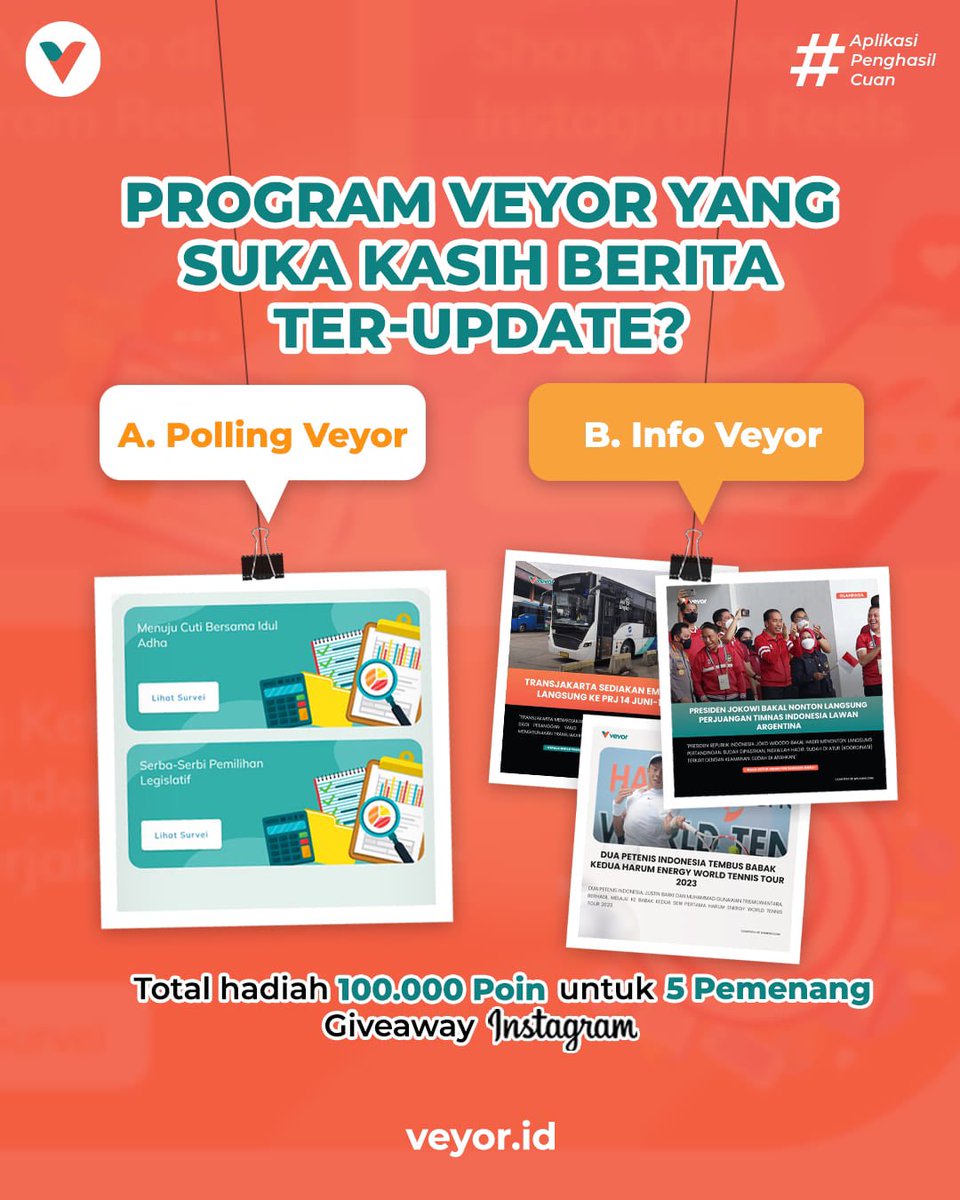 veyorid's tweet photo. 💸 GIVEAWAY TIME 💸

Halo Responders, ada hadiah 20.000 poin untuk 5 followers Instagram Veyor nih! Pastikan kalian sudah download aplikasi Veyor di Playstore ya🤗

Yuk, ikutan! Lumayan banget dapet tambahan poin 20.000 nih🤑

‼️ Pemenang akan diumumkan hari Rabu, 5 Juli 2023 ‼️ https://t.co/mjJ2ChbNej