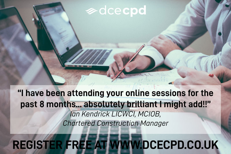 Our next Online CPD events are on Tuesday, Wednesday &amp; Thursday.
14+ seminar presentations from industry experts.
Register now at dcecpd.co.uk
#OnlineLearning #online #CPD #architects #specifiers #building #construction #professionals #dcecpd