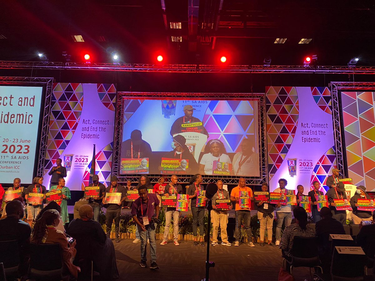 TAC (@tac) on Twitter photo #SayNoToAHB23
Activists took the #SAAIDS2023 stage calling for President <a href="/CyrilRamaphosa/">Cyril Ramaphosa 🇿🇦</a> to call on President Museveni to stop the Anti-Homosexuality Act. We will never stop fighting alongside our LGBTQIA+ Ugandan comrades for the human rights, equality, & freedoms they desert. #SayNoToAHB23
Activists took the #SAAIDS2023 stage calling for President <a href="/CyrilRamaphosa/">Cyril Ramaphosa 🇿🇦</a> to call on President Museveni to stop the Anti-Homosexuality Act. We will never stop fighting alongside our LGBTQIA+ Ugandan comrades for the human rights, equality, & freedoms they desert.