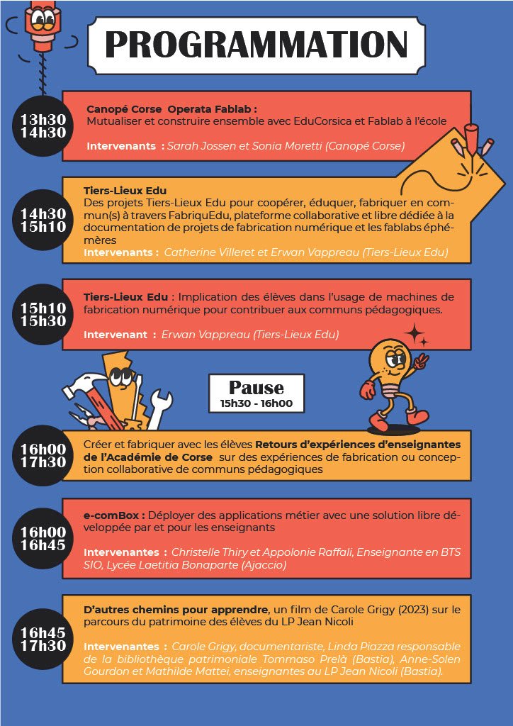 Mixer éducation, médiation culturelle et scientifique, inclusion, fabrication numérique et communs?... C'est possible!  🙃 La preuve par l'exemple mercredi 28 juin à Bastia  #CoworkingBastia #LaChapelle  avec #fabbricàperstudià
inscriptions et infos  ici 
framaforms.org/inscription-fa…