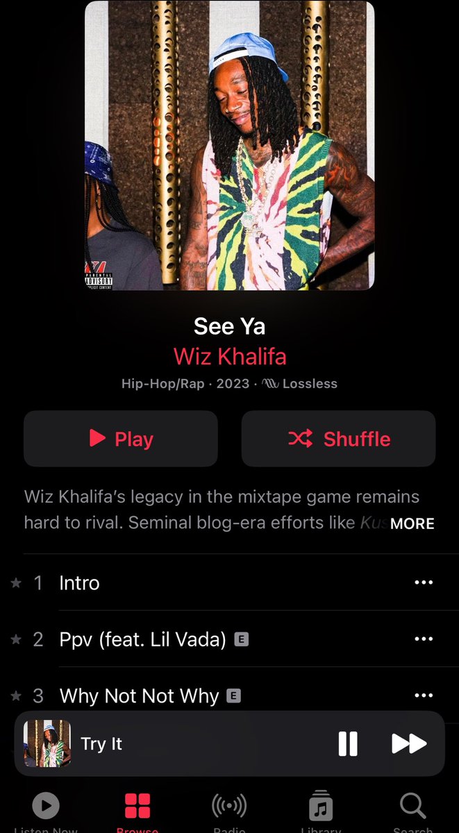 Wiz Khalifa has one of the best mixtapes I have listened to this week.
When you have time light one and listen to See Ya.

Very chilled vibes on there. 🔥📌