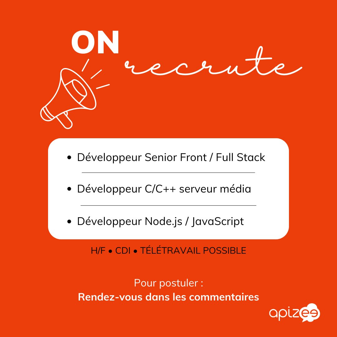 apizee's tweet image. [#Jobs] 📢 On recrute chez Apizee

Vous êtes passionné(e) par les nouvelles technologies et cherchez à développer votre expérience professionnelle au sein d’une entreprise leader sur son marché ? 

Rejoins-nous 👉 swll.to/Kdp65u

#recrutement #WorkInLannion