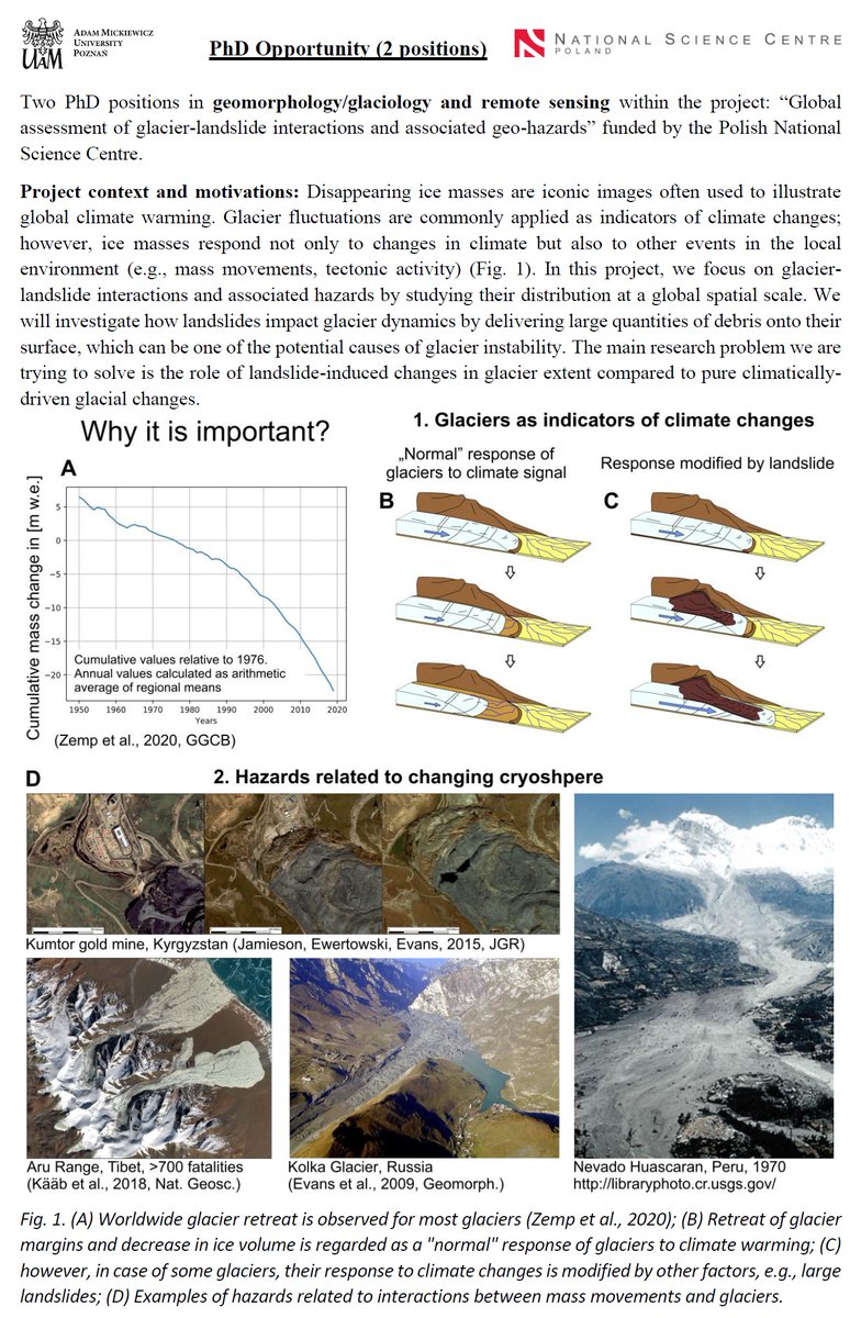 GIS_Geomorpho's tweet photo. PhD Opportunity in remote sensing/glaciology/geomorphology (2 positions): project “Global assessment of glacier-landslide interactions and associated geo-hazards” funded by Polish National Science Centre

Application:  https://t.co/MzWlzPHGTr
Deadline: 14.07.2023

Please share! https://t.co/q5lxkCCoc0