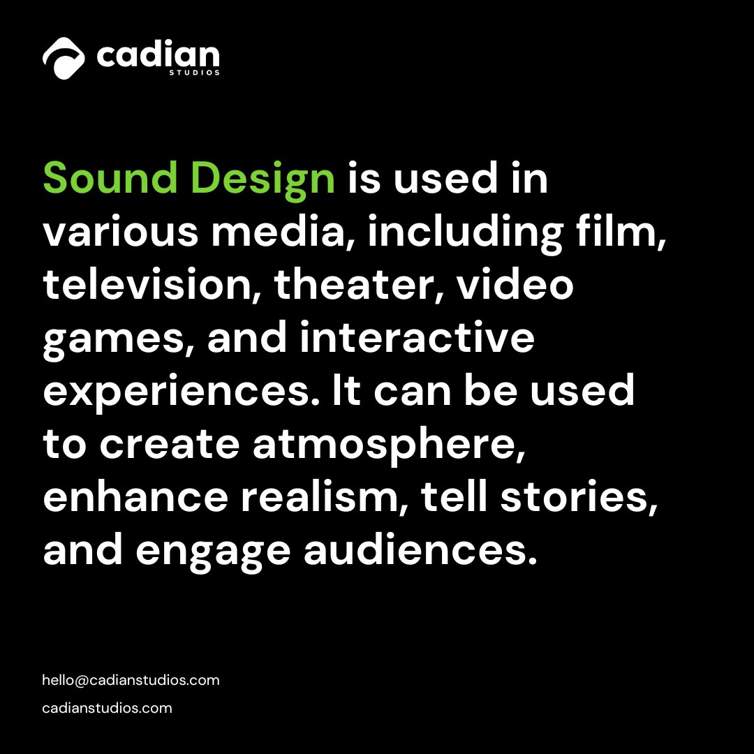 Sound design can enhance your media experience.

#audiobranding #soundidentity #brandsound #sonicbranding #audiologo #sounddesign #brandvoice #audiomarketing #musicbranding #audioadvertising #audio #music #cadianstudios