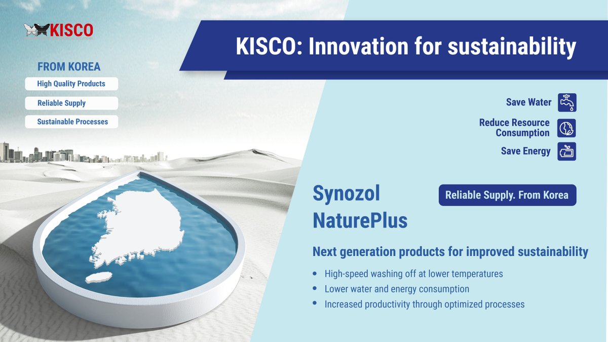 🚀 Exciting reveal at #ITMA2023! KISCO's new Synozol NaturePlus dyes save water, time, and energy. Innovating for a brighter, greener world, one dye at a time. Stay tuned! 🌍💧⏱️💡 #SustainableInnovation #KISCOInnovation #TextileIndustry #ChangeForBetter