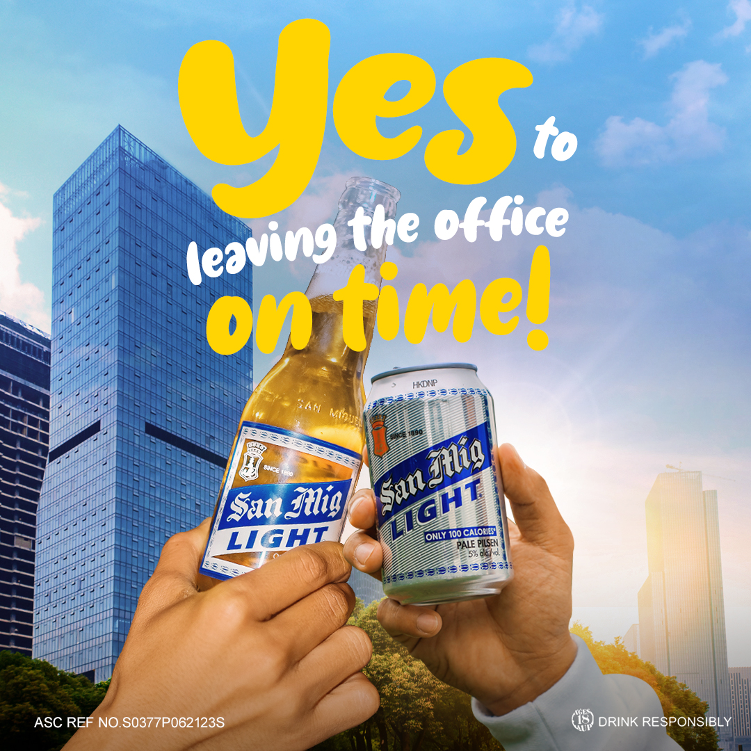 SanMigLightPH's tweet photo. Why feel guilty to go home on time kung natapos mo naman lahat ng nasa task list mo?
Cheers to work-life balance and say #YesToTheLightLife! https://t.co/avyCtOjkkX