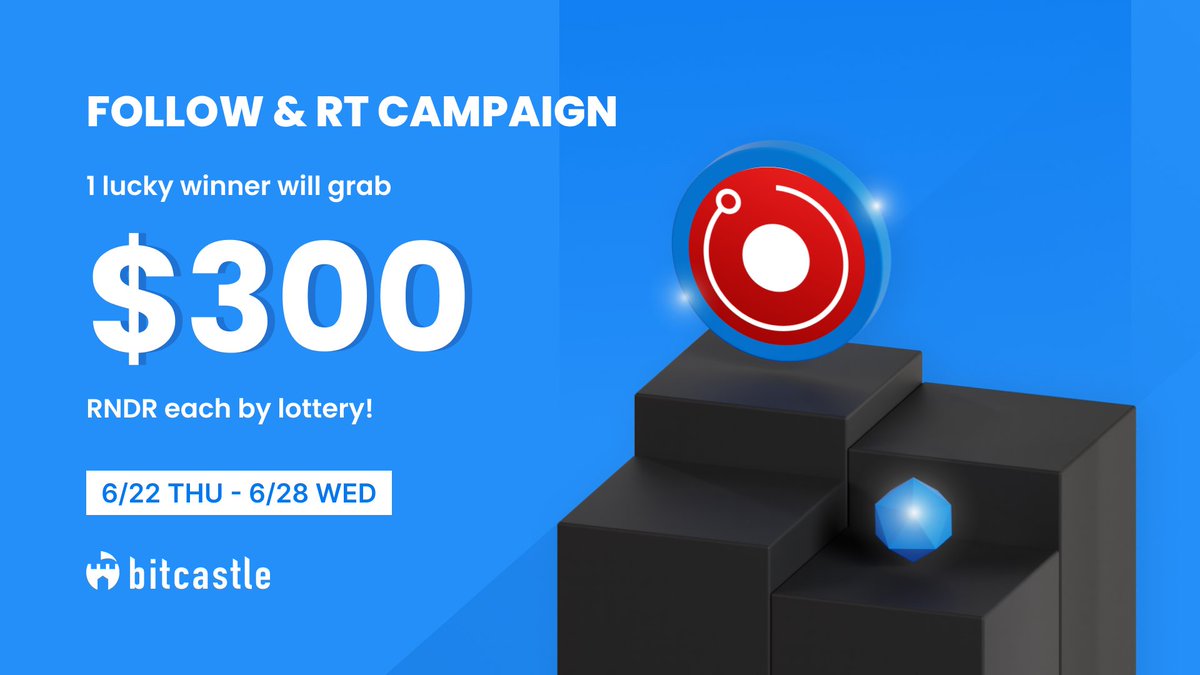 📅Day2

Follow RT Campaign💙🔁 
／ 
🎁1 lucky winner will grab $300 RNDR each by lottery! 
＼ 
✅Follow us 
🔁RT this post 

#Crypto 
#Cryptocurrency 
#Airdrop 
#Airdrops 
#AirdropCrypto 
#Giveaway 
#Giveaways