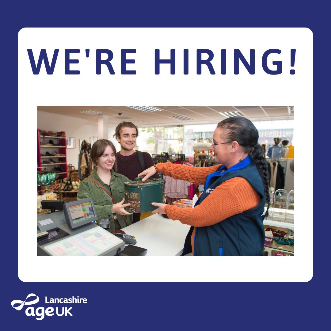 Join our amazing Age UK Lancashire team!

We have several roles available for you to help:

🙂 Dementia Services Activity Lead
🏡 Home Helps
🏥 Hospital Aftercare Service Coordinator, Chorley/Preston
🛍️ Retail Assistant, St Annes

Find out more > bit.ly/AUKLOpportunit…
