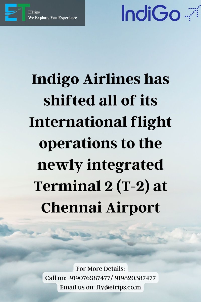 Indigo Airlines Shifts International Flight Operations to New Terminal 2 at Chennai Airport

@IndiGo6E #aviation #IndigoAirlines #Terminal2 #ChennaiAirport #InternationalFlights #FlightOperations #Relocation #etrips #flightbooking #hotelbooking #tourpackage