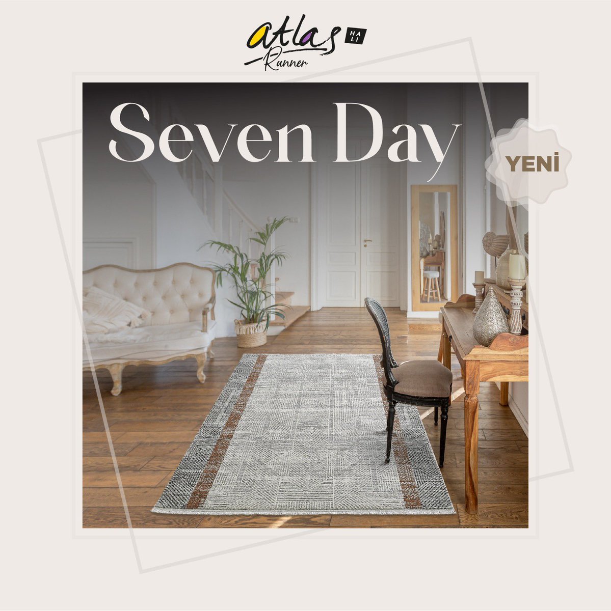 Estetiğin muhteşem uyumunu yansıtan Yeni Seven Day Koleksiyonu mekanlarınıza ihtişamlı dokunuşlar katacak.
 Yeni Seven Day Koleksiyonu çok yakında tüm showroom ve satış noktalarında!

#AtlasHalı #Atlas #Halı #SevenDayKoleksiyonu #Dekorasyon #Ev #Carpet #Collection #HomeCollection