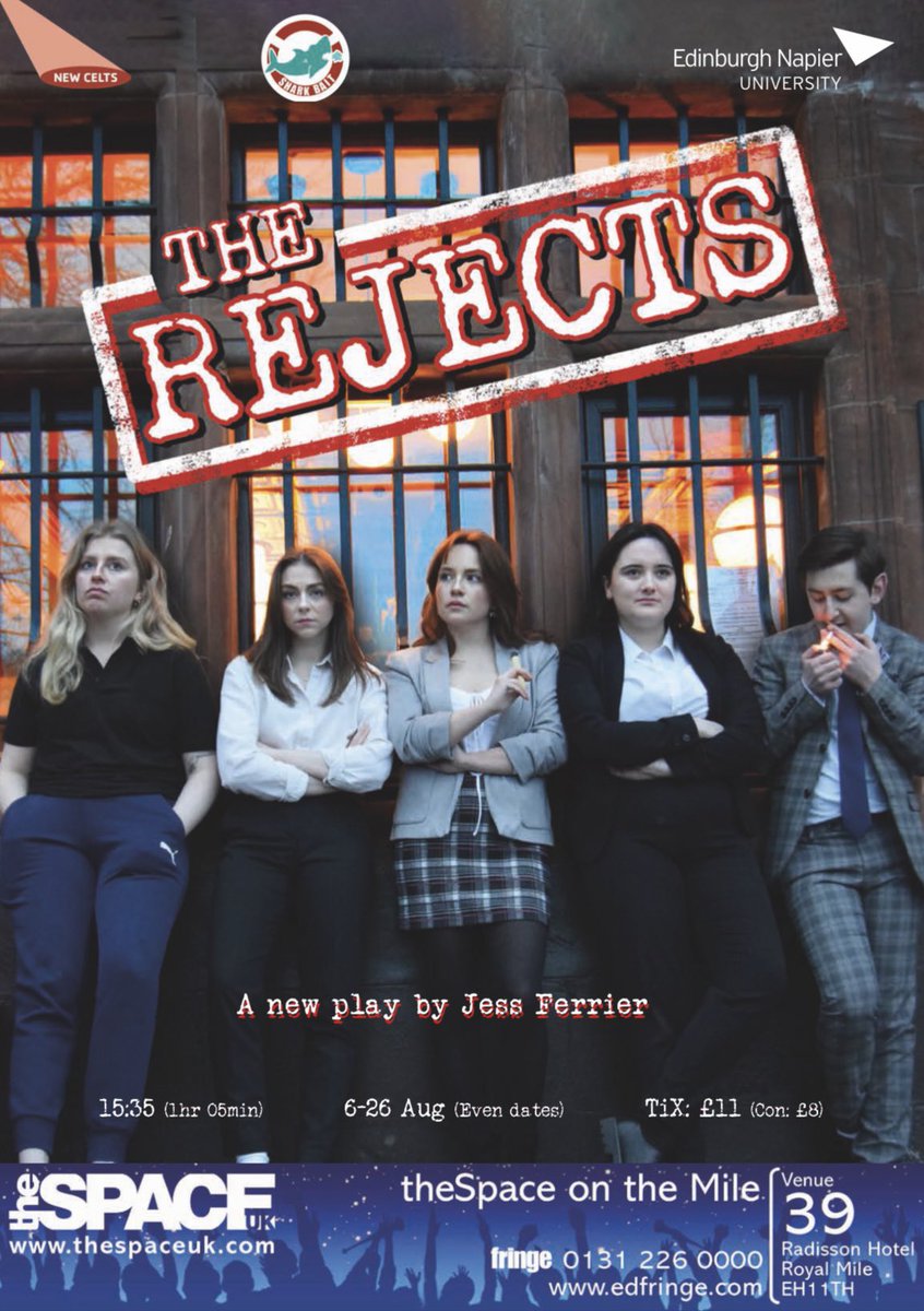 The Rejects by Jess Ferrier. 

We are so excited to share our show with you! Tickets are ⭐️LIVE ⭐️get them in the basket to secure a seat at one of our shows! Link is in our bio too ;)

tickets.edfringe.com/whats-on/rejec…

EdFringe 23 we’re coming for ya…

The Sharks🦈

#edfringe