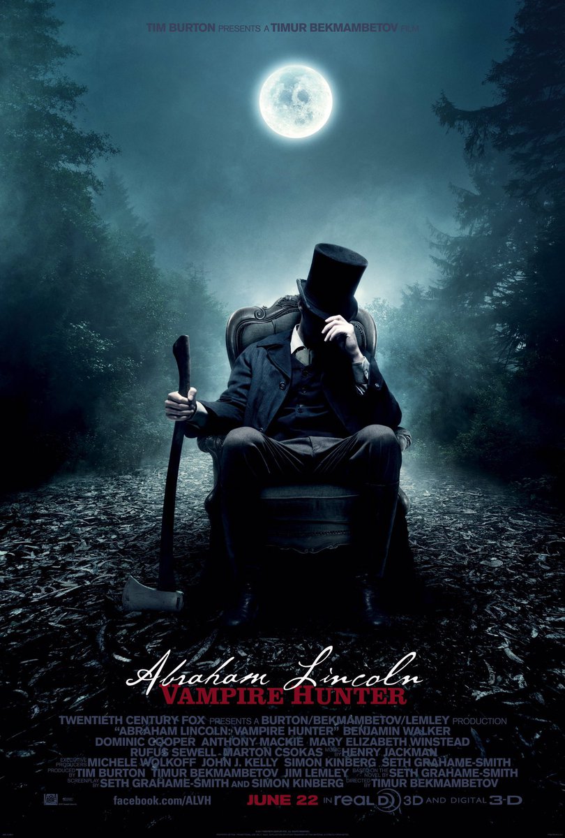 🎬MOVIE HISTORY: 11 years ago today, June 22, 2012, the movie ‘Abraham Lincoln: Vampire Hunter’ opened in theaters!

#BenjaminWalker #DominicCooper #AnthonyMackie #MaryElizabethWinstead #RufusSewell #MartonCsokas #JimmiSimpson @JaqFleming #AlanTudyk #JosephMawle #TimurBekmambetov