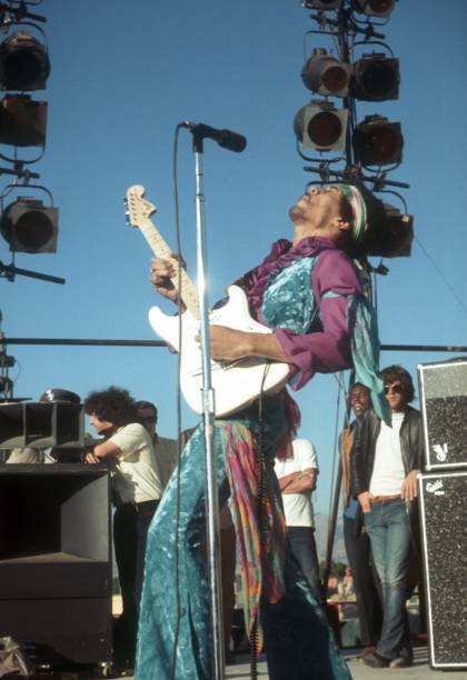 Jimi Hendrix on stage at the Newport Pop Festival, 1969. Photo by Vince Melamed.