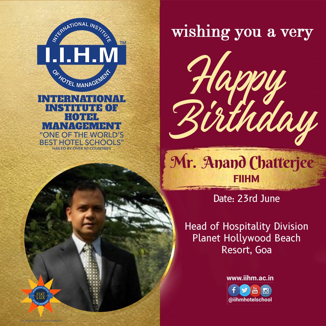 Wishing Mr. ANAND CHATTERJEE, Head of Hospitality Division at @PHGoa a birthday filled with happiness and success.

#FIIHM #HappyBirthday #iihmhotelschools