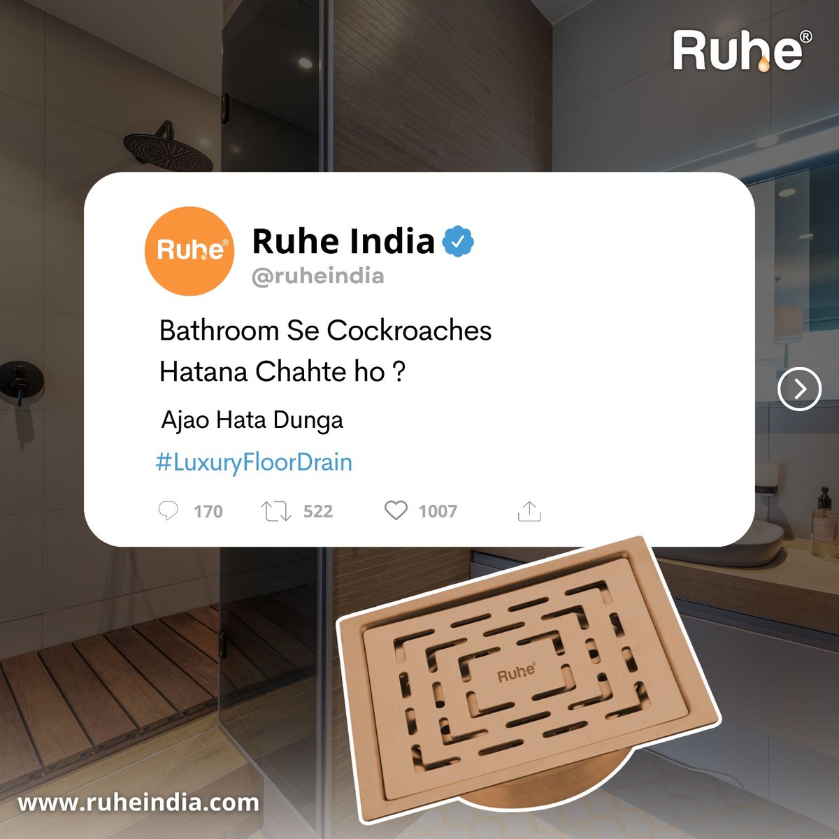 RuheIndia's tweet photo. Order Karna bhi nahi aata Toh, Aajao Kara dunga🏡

#AajaoDikhaDunga #bathroom #interiordesign #drainage #plumbing #draincover #waterfallsink #sink #trending #kitchensinks #premiumsinks #silicontap #ruhe https://t.co/UGzbyEaEeJ
