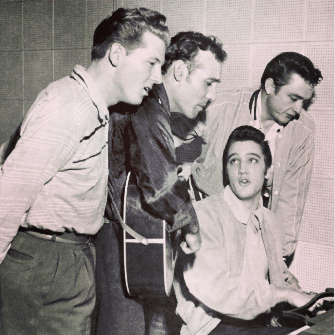 Million Dollar Quartet- Elvis Presley, Jerry Lee Lewis, Carl Perkins and Johnny Cash, 1956.