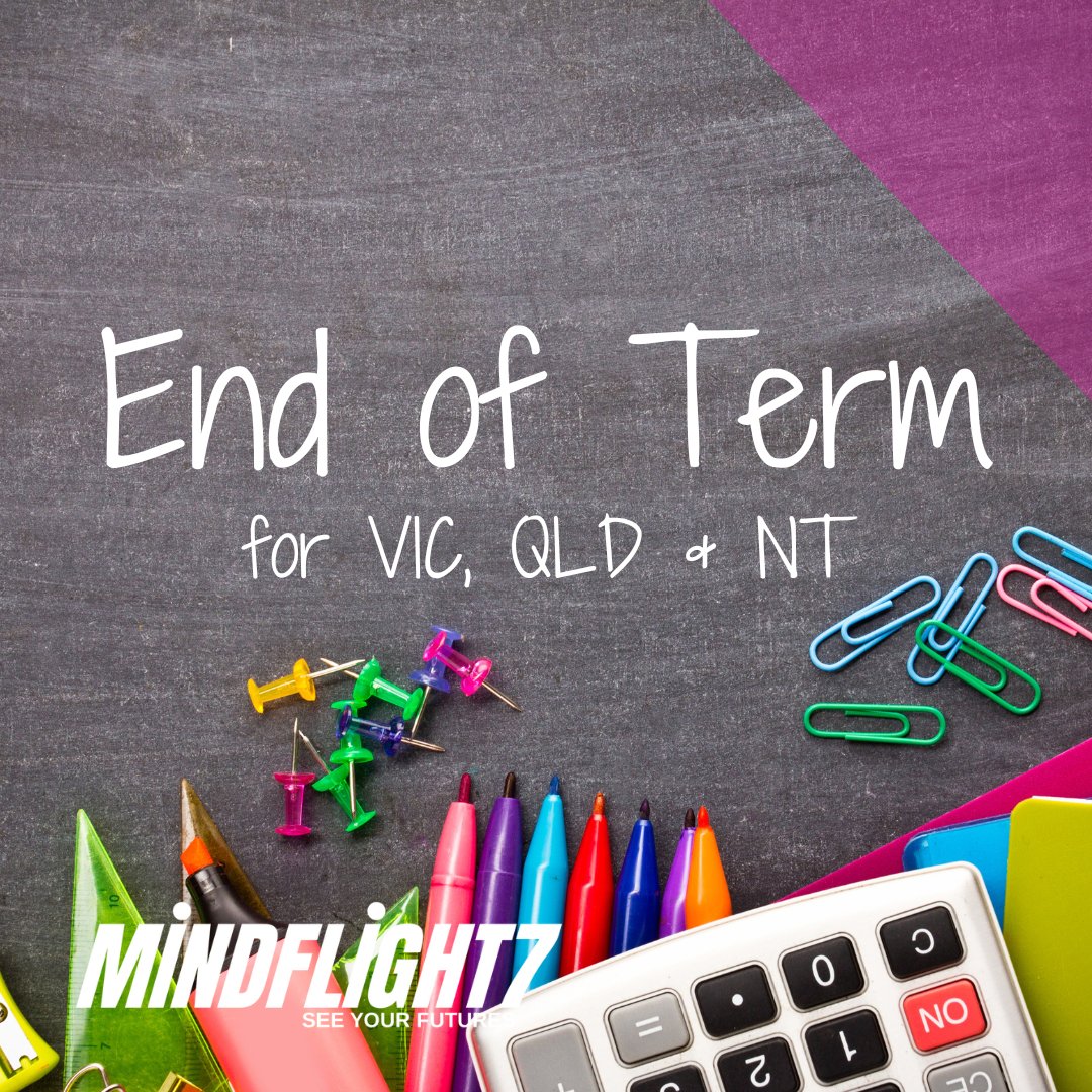 mindflight7's tweet photo. It's the end of term for Victoria, Queensland and the Northern Territory. Mindflight7 wishes all students and teachers a happy and safe holiday. https://t.co/nTpHovHzMv
