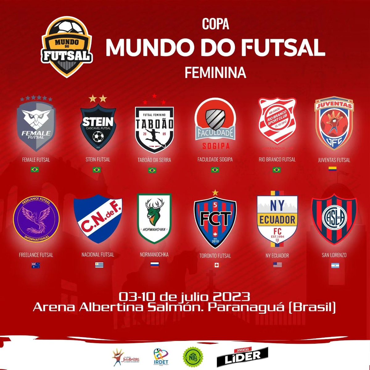 _superpoderosas's tweet photo. Se sorteó la Fase de Grupos de la #CopaMundoDoFutsalFeminina ⚽🏆🌎 que se disputará en Paranaguá 🇧🇷 del 3 al 10 de julio.

Juventas 🇨🇴 conformará el Grupo B donde enfrentará a Stein 🇧🇷, Nacional 🇺🇾 y Faculdade Sogipa.

📷 @FundaJuventas https://t.co/Gypyhqtrye