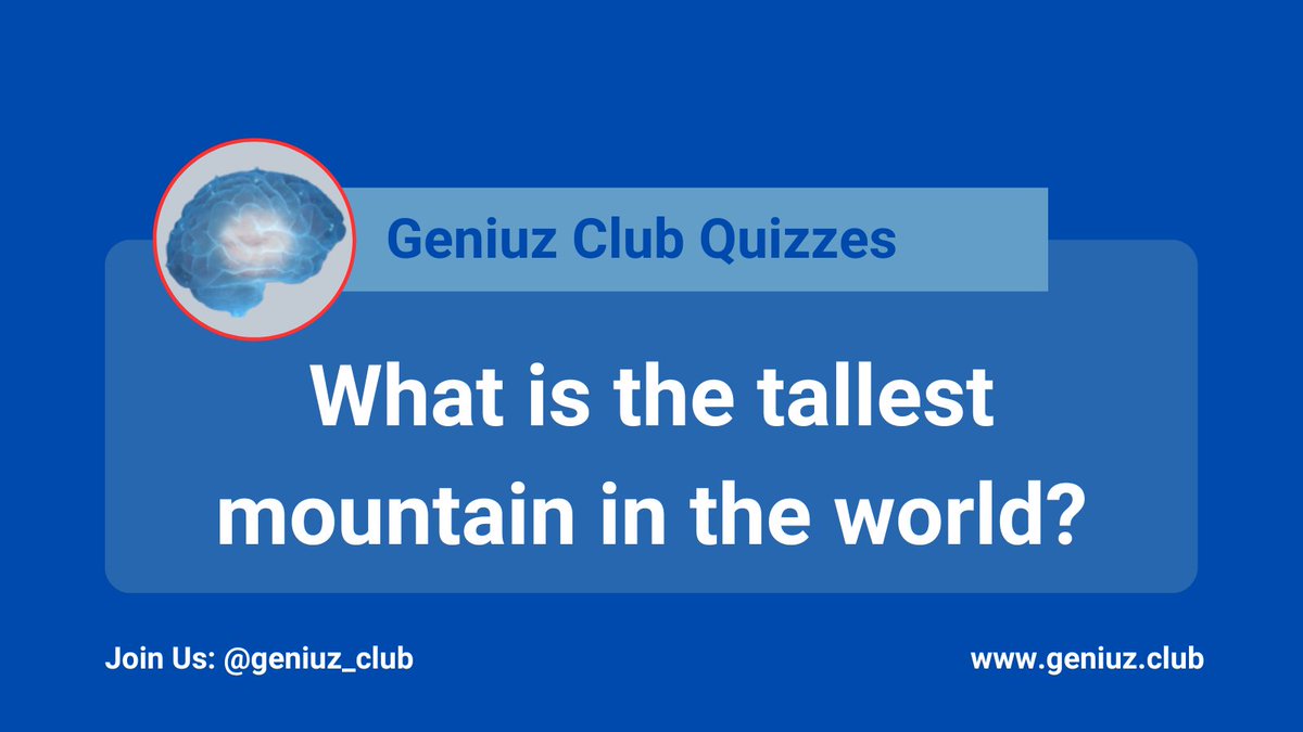 Hey,
📌 GENIUZ QUIZ, Retweet your response to win a bronze ticket….
📌 Join the Telegram group to win a Silver Ticket!!!! 🛩️🥈🎫

What is the tallest mountain in the world?

A. Mount Everest
B. Mount Kilimanjaro
C. Mount Fuji
D. Mount McKinley

👇🏻👇🏻
t.me/+ofcv-Klld_hmM…