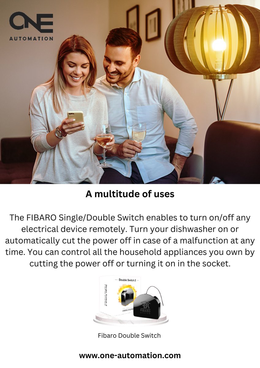 Experience effortless appliance management with the FIBARO Switch, providing remote control for power and unmatched convenience.

Get in Touch +971 4 5851943 | info@one-automation.com

#automation #switch #oneautomation #uae #decor #automationsystems #serviceprovider #interiors