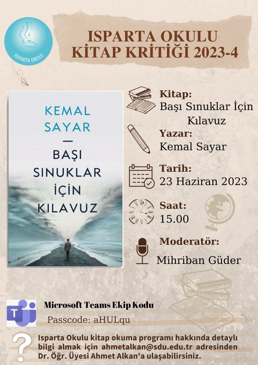 Kevser Hüsna Özyıldız (@kevserozyildiz) on Twitter photo Bu ay Kemal Sayar’ın Başı Sınuklar İçin Kılavuz kitabını kritik edeceğiz. Hem okurlarımızı hem <a href="/mkemalsayar/">Kemal Sayar</a> hocamızı bekleriz :) Bu ay Kemal Sayar’ın Başı Sınuklar İçin Kılavuz kitabını kritik edeceğiz. Hem okurlarımızı hem <a href="/mkemalsayar/">Kemal Sayar</a> hocamızı bekleriz :)