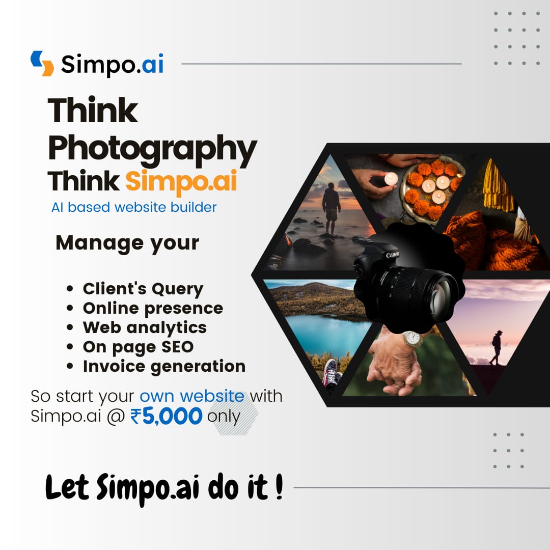 simpowebbuilder's tweet photo. Get a Website for your Photography Business at Just 5000 INR Only
Don't miss this Opportunity
#WebsiteBuilder #websitedesign #WebsiteDevelopment #Website #ai #aibot #aiwebsite #photography #wedding #professional #aimanager #aiwebsitebuilder #photographers https://t.co/kUw43hpZqh