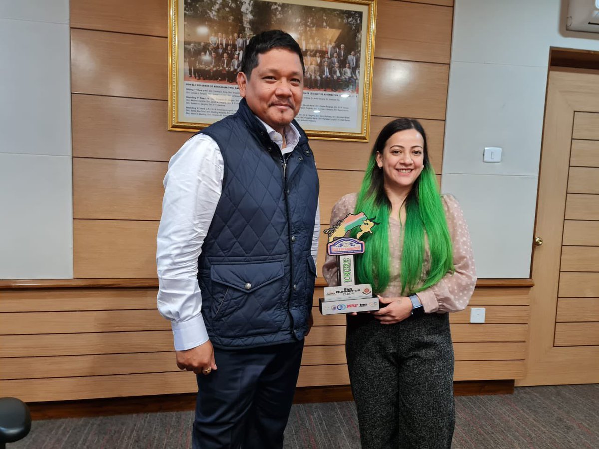 SangmaConrad's tweet photo. Had the pleasure of meeting Miss Phoebe Dale Nongrum who recently won 3rd Podium finish in INRC4 at the 2nd Round of the Indian National Racing Championship, 2023 at Arunachal Pradesh. Phoebe is also the 1st woman Formula 4 Racer from the North East. Wish her the best. 

@ianuragthakur @IndiaSports