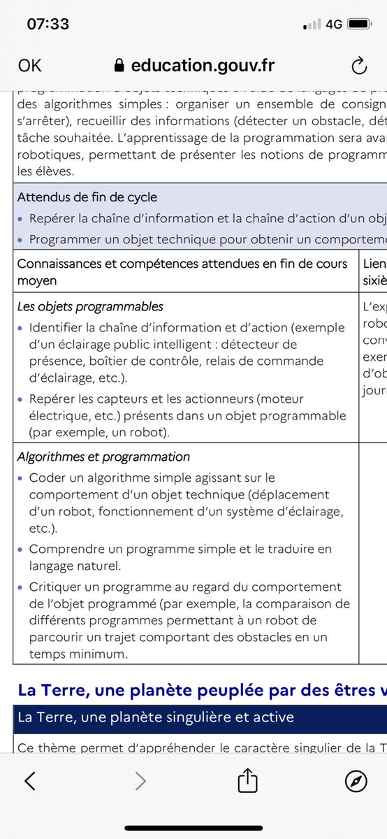 PhTAILLARD's tweet image. Extrait du Nouveau programme de sciences et technologie du cycle 3 

#RobotiqueEducative @CapytaleFr
