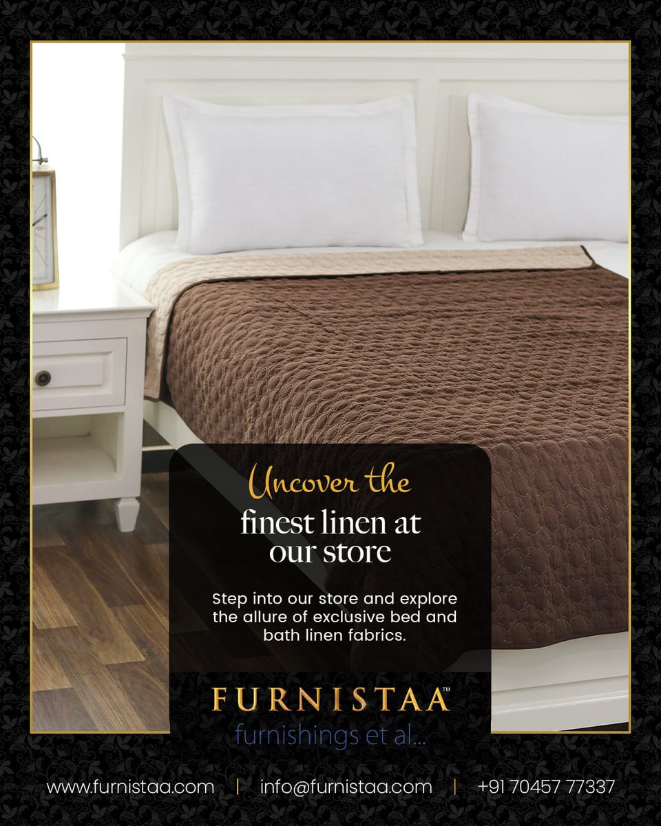 Indulge in the Finest Bed and Bath Linen Collection of Furnistaa! 🛌✨

Explore now: furnistaa.com
Call: +91 70457 77337

Visit our store. 🏬 Valet parking available. 🚗🅿️ Schedule your appointment today.🤝🏻

#furnistaa #fabricstore #bedandbathlinen #bedlinen #bathlinen