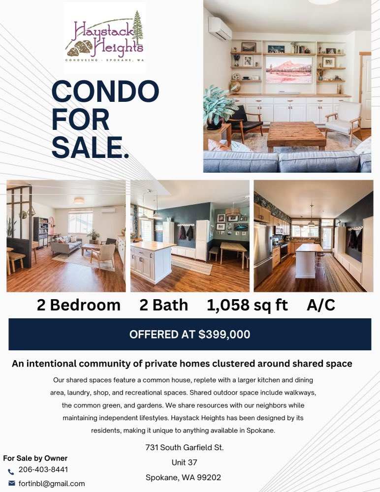 haystackheights's tweet photo. In case you missed it, one of our families needs to upsize and is looking to sell their beautiful #cohousing home with custom upgrades. Call today for a tour by the current residents! 💜💚🤎 https://t.co/K1WbHlBKx4