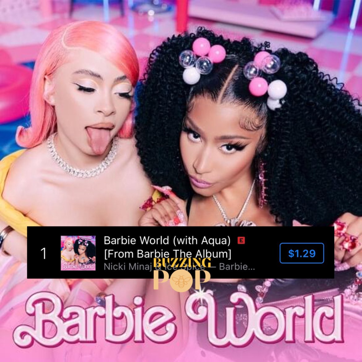 “Barbie World” by Nicki Minaj, Ice Spice and Aqua is now the #1 song on US iTunes.