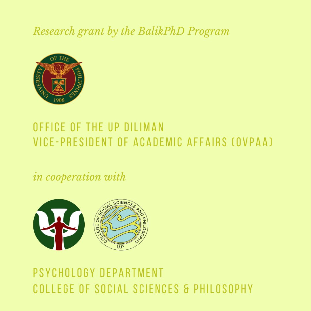 The Cognayan Research Project is funded by the BalikPhD Program of the UP Diliman OVPAA.

The research is being done at the UP Department of Psychology under the College of Social Sciences and Philosophy
