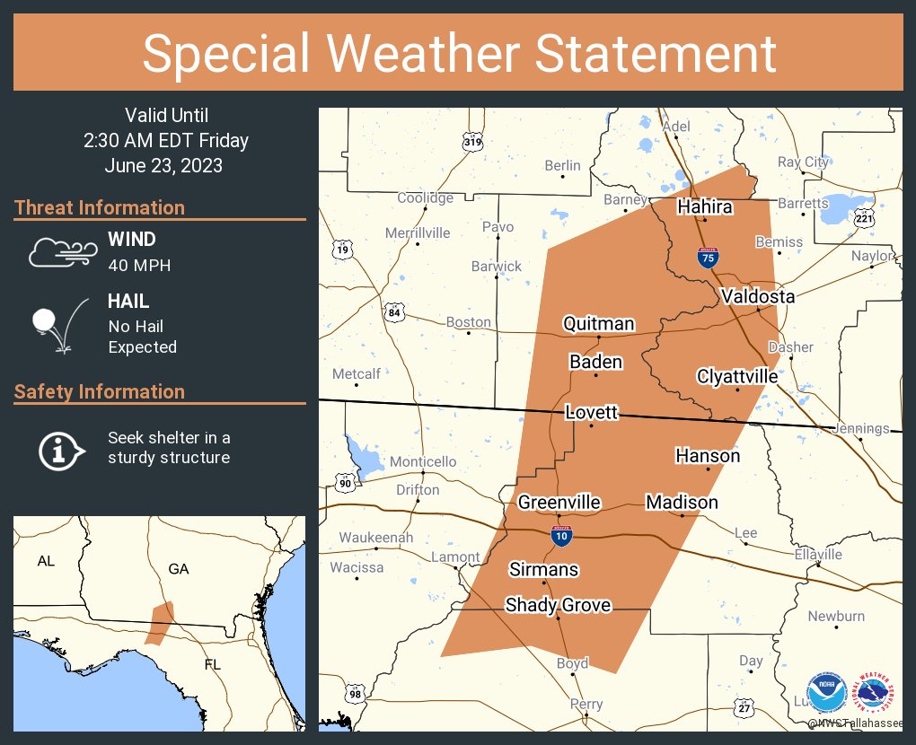 NWS Tallahassee on Twitter "A special weather statement has been