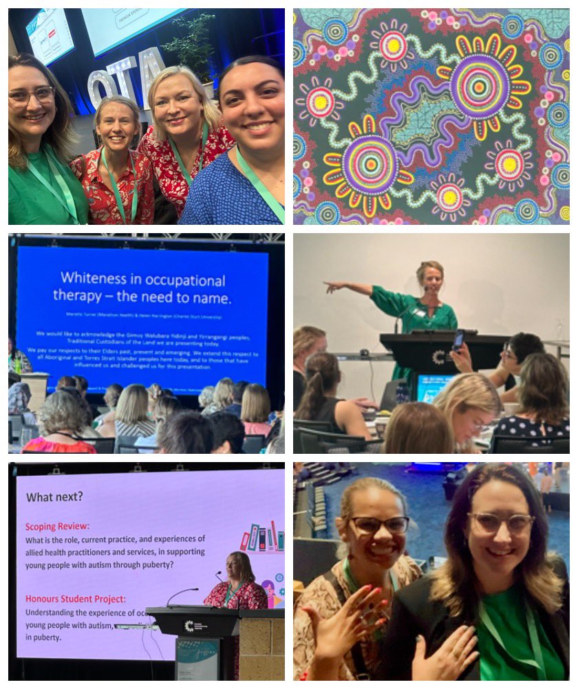 Highlights from #otaus2023 for me were seeing the growth in our profession on decolonisation, cultural responsiveness and safety, voices from lived experience in the spotlight, and having members of @UoAalliedhealth team with me and seeing them shine in their presentations.