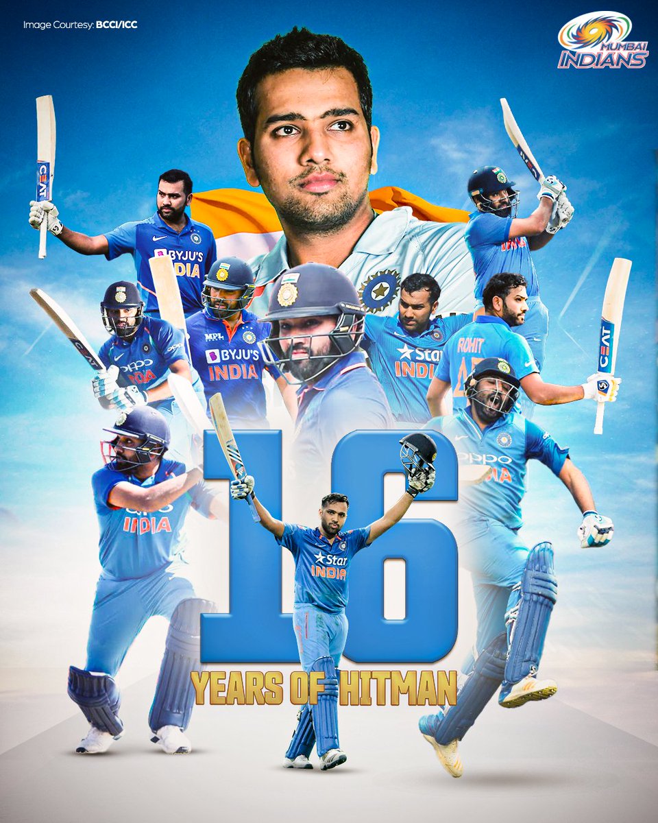 mipaltan's tweet photo. 1⃣6⃣ years of 𝐇𝐈𝐓𝐌𝐀𝐍 - a masterclass in hitting sixes and classy knocks! 🤌💙

#OneFamily #MumbaiIndians #MumbaiMeriJaan #16YearsOfRohitSharma @ImRo45 https://t.co/SF69K0gEkN