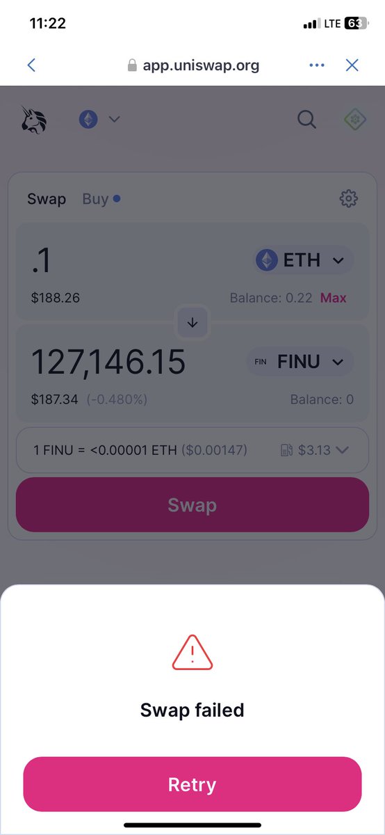 .<a href="/CrobinEth/">CRobin.Eth</a> <a href="/finucrypto/">FINU Crypto</a> why uniswap not working for getting $Finu ??

Using trust wallet.
