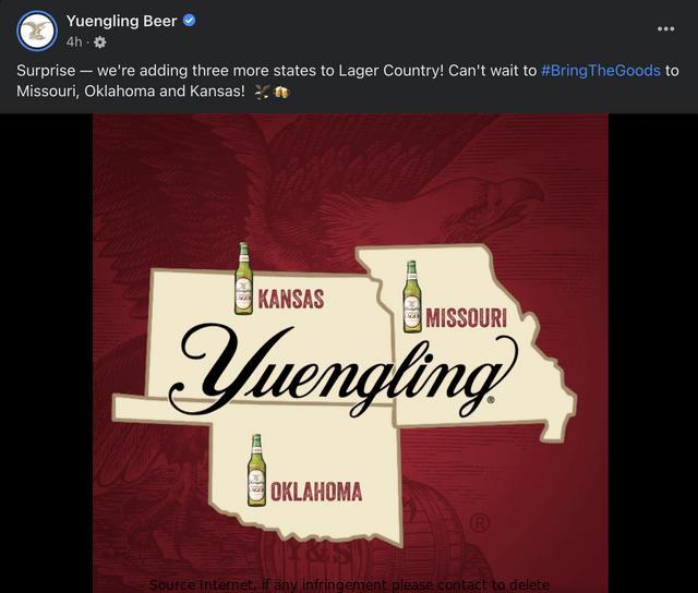 SolanoCollette's tweet image. Yuengling is finally coming to Kansas and Missouri! The brewery has announced that it will open retail locations in the two states this fall. Yuengling has been a popular brand in the Midwestern United States for years
