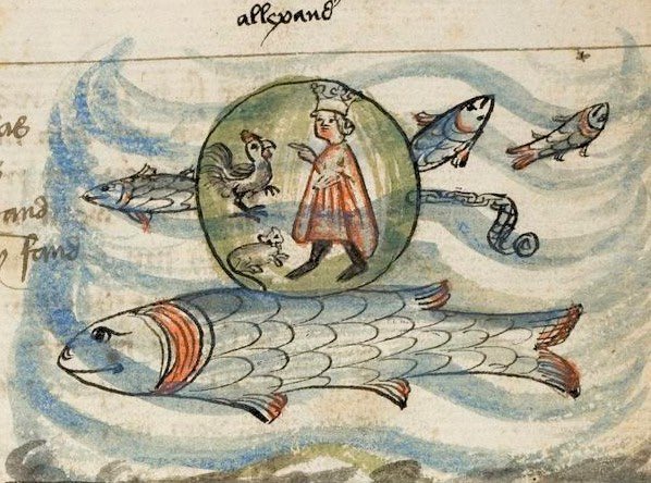 my favorite medieval story is the one about how alexander the great wanted to see the world, so he built a contraption to dive underwater and brought his cat and chicken to explore the ocean with him :)